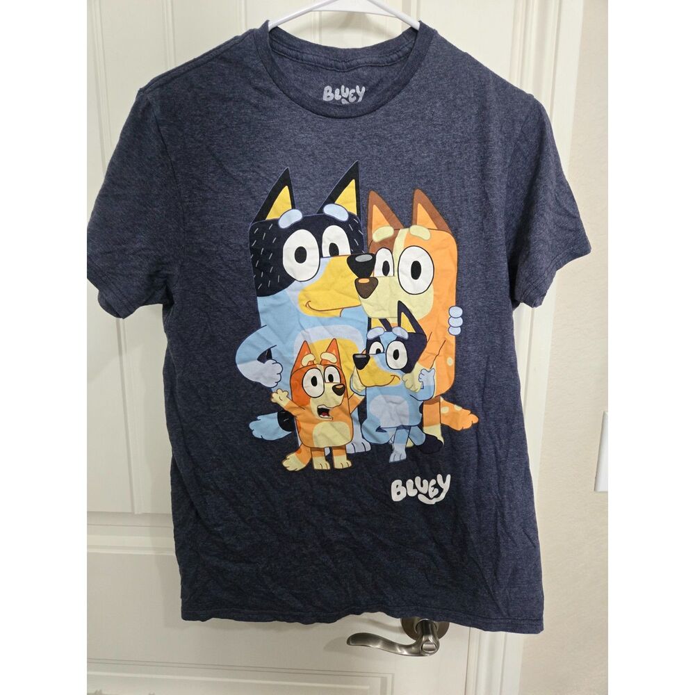 Bluey Family Men’s Medium Navy Graphic T-Shirt Bingo Bandit Chilli Cartoon Tee